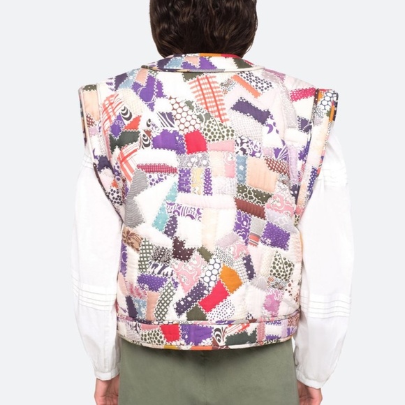 NWT SEA "Harlow" Women's Patchwork Fleece Lined Vest XXS - Picture 2 of 11